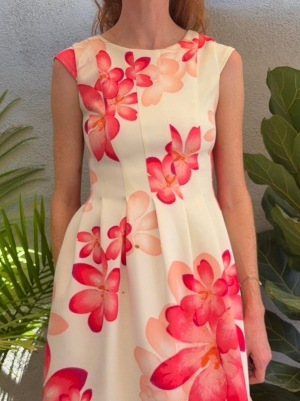 Calvin Klein White Dress with Pink Floral Print